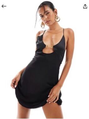 ASOS Black Mini Dress with Cutout and Gold Chain